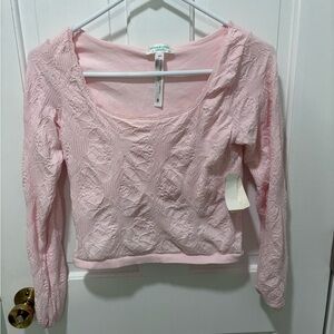 Altar'd State Light Pink Lace Blouse